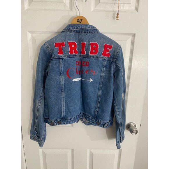 KanCan Women's Blue Denim Tribe Co Ed Cheer Button Front Denim Jacket - XL - Picture 4 of 15